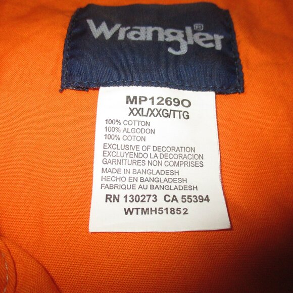 Wrangler 20 X Western Shirt Men's Orange Pearl Snap Longhorn Rodeo Size 2XL - Picture 5 of 6